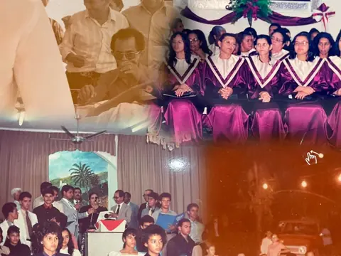 Registros históricos de cultos, coral e atividades da igreja